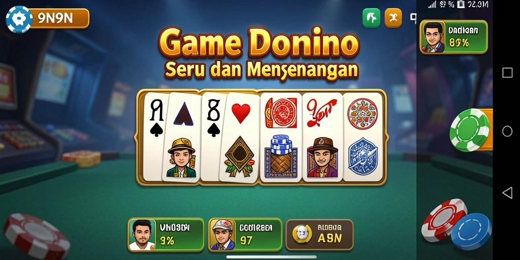Screenshot gameplay 9N9N yang menunjukkan keseruan bermain Domino.