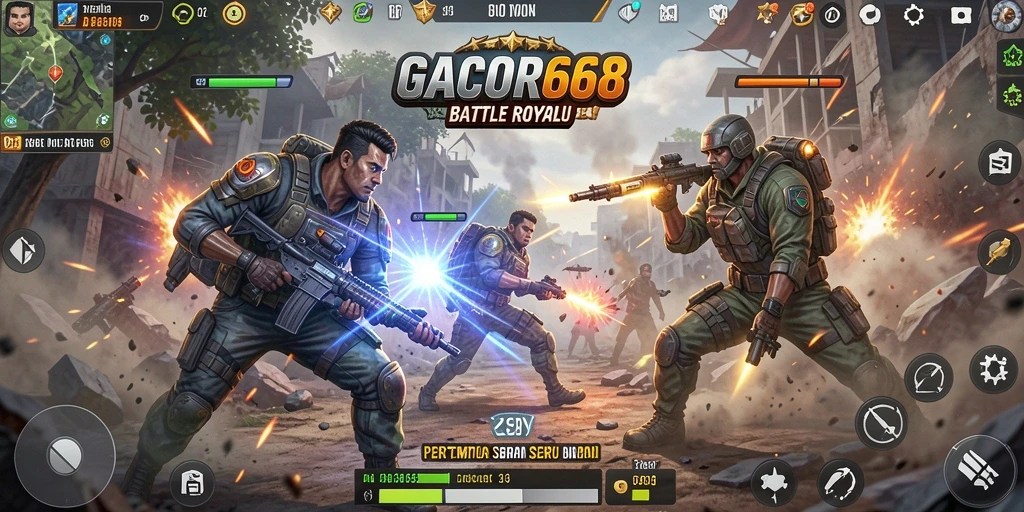 Tampilan gameplay seru GACOR668 saat pertempuran berlangsung.
