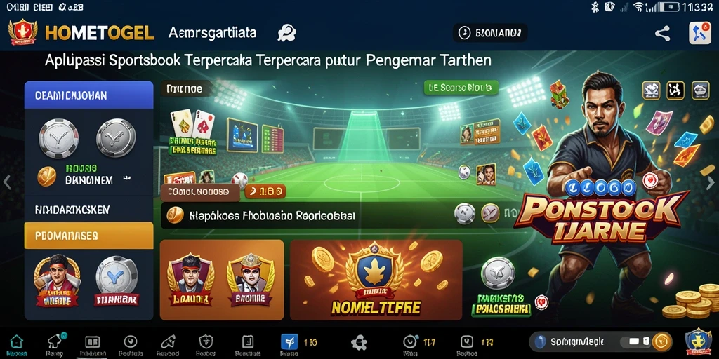 Tampilan screenshot HOMETOGEL yang menarik dengan tampilan taruhan olahraga.