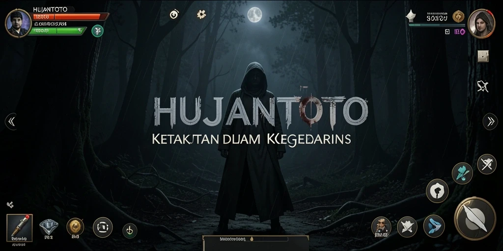 Screenshot gameplay HUJANTOTO dengan nuansa horor yang kental.