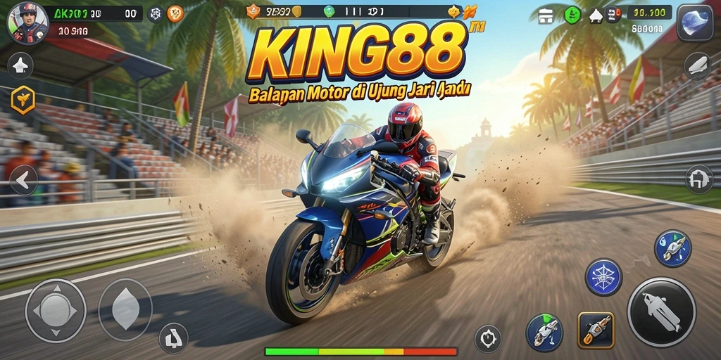 Gameplay seru di KING88 dengan balapan motor yang mendebarkan.