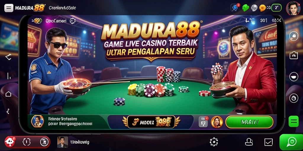 Screenshot MADURA88 menampilkan dealer langsung dalam permainan Live Casino.