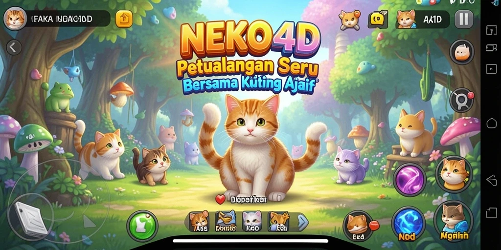 Gameplay seru NEKO4D dengan karakter kucing ajaib yang lucu.