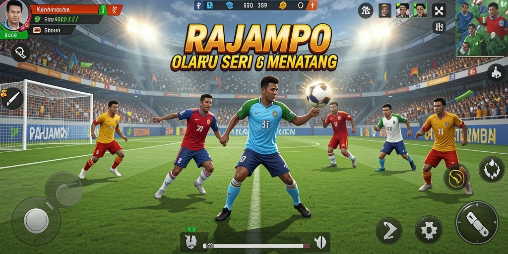 Screenshot gameplay RAJAMPO menampilkan aksi seru olahraga.