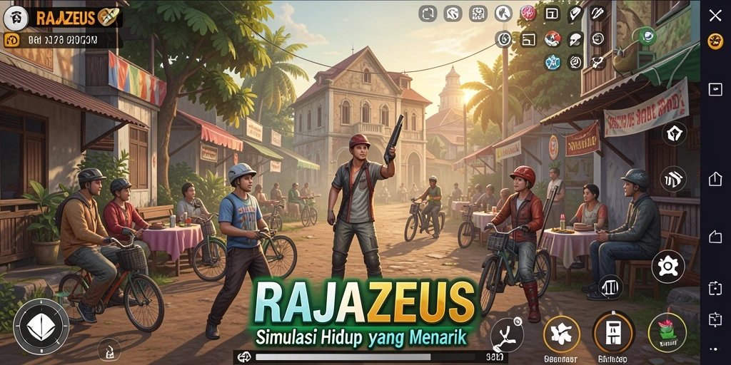 Tampilan gameplay menarik dari RAJAZEUS, menampilkan simulasi kehidupan yang realistis.