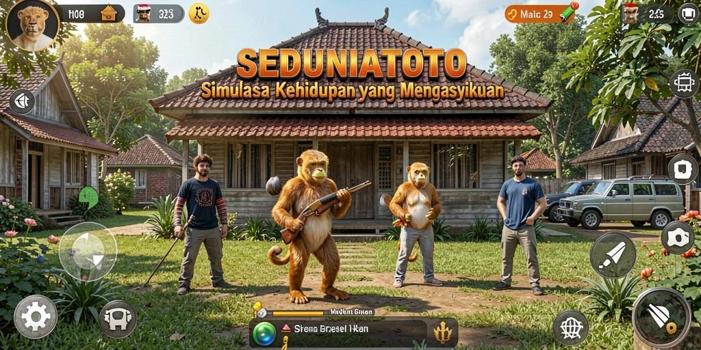 Screenshot gameplay SEDUNIATOTO yang menampilkan interaksi karakter.