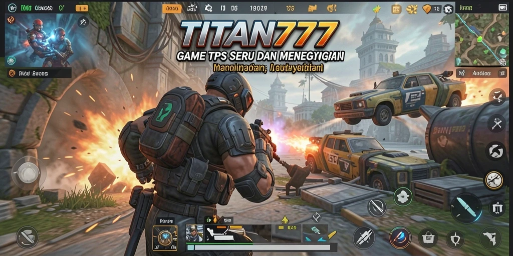 Screenshot gameplay <strong>TITAN777</strong> menampilkan aksi seru dalam pertempuran TPS.